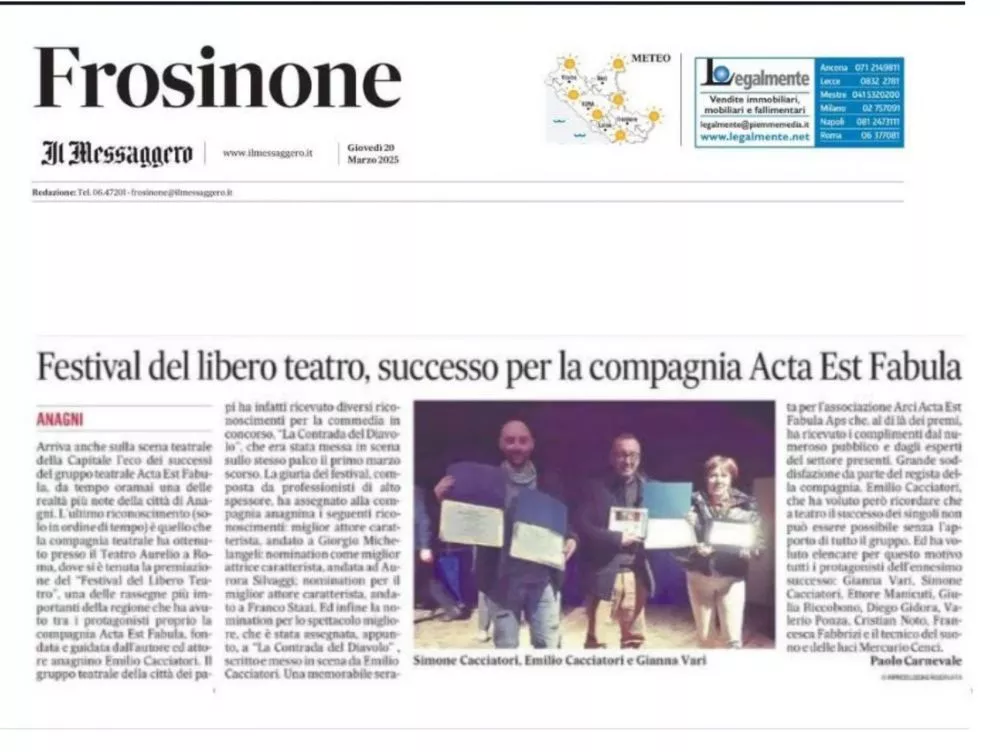Acta est fabula Premiazione